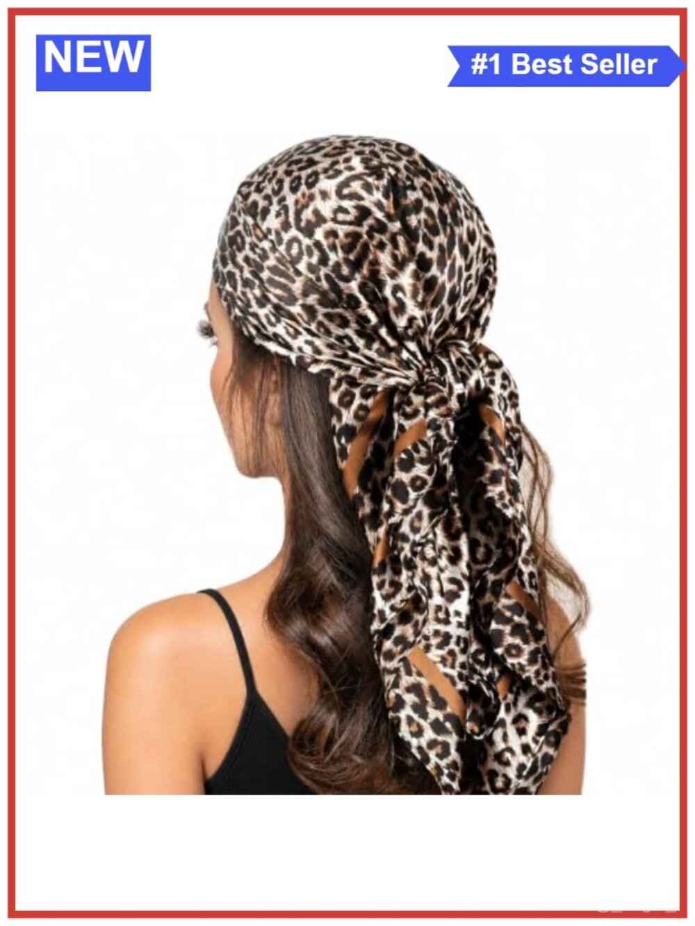 Leopard Print Silk Feel Head Scarf Bandana Hair Wrap for Women 35"